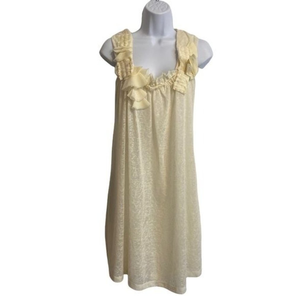 Esley Ruffle Mini Sheath Dress Cream Polyester Sleeveless Lined Size S